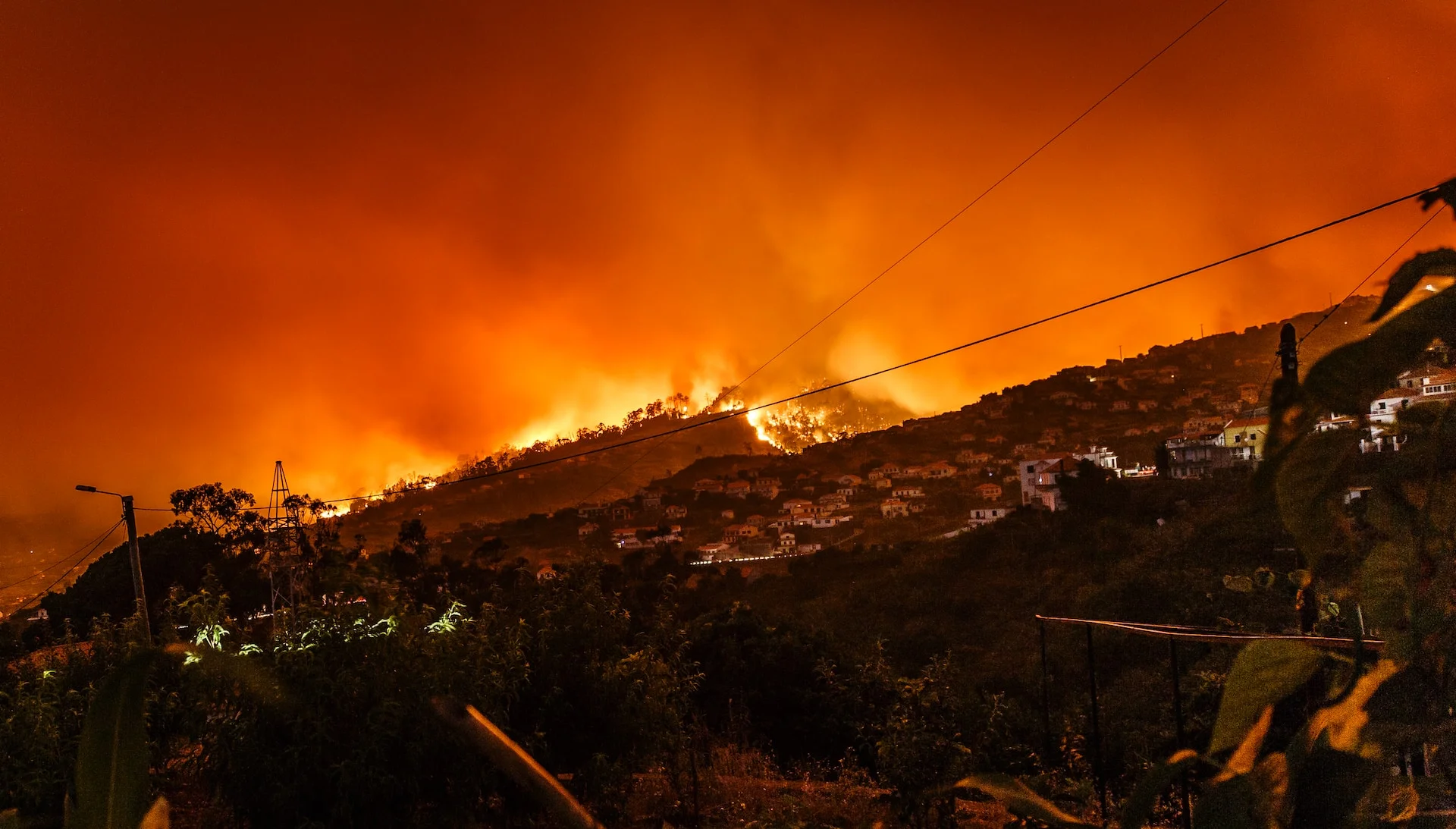 A fire that has broken out and spread