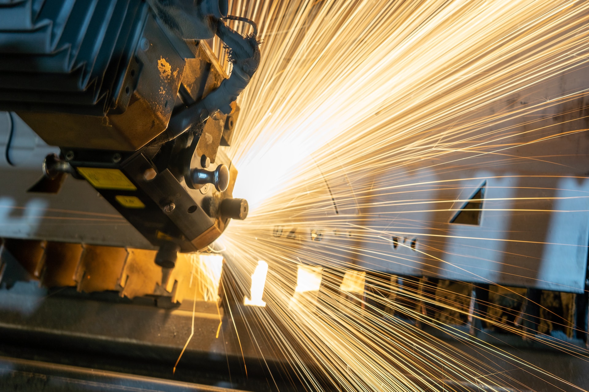 A machine grinds during the production process