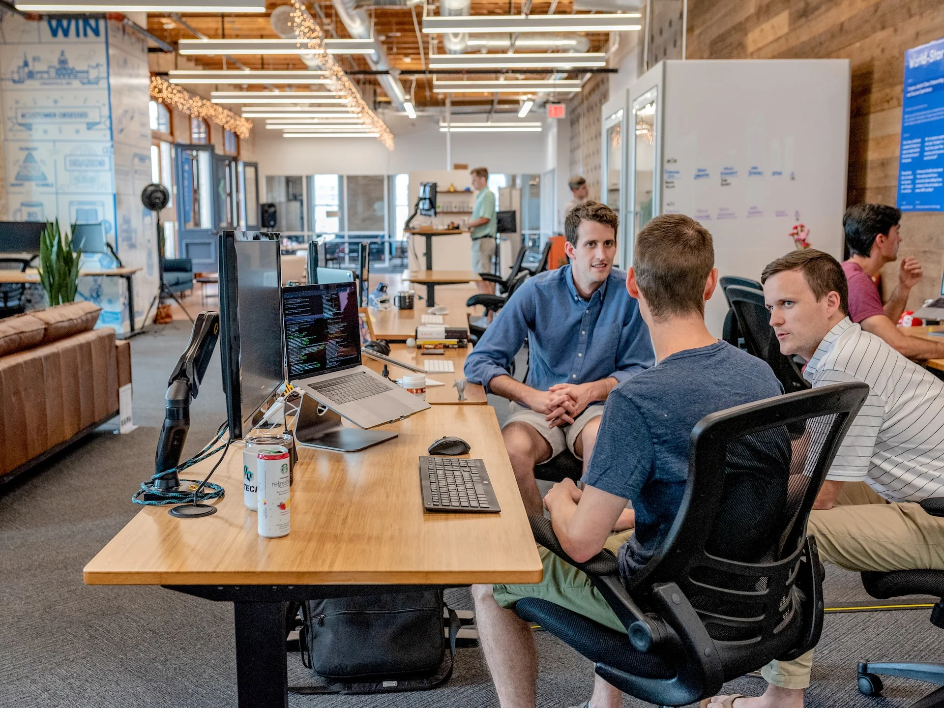 A group of software engineering employees working together