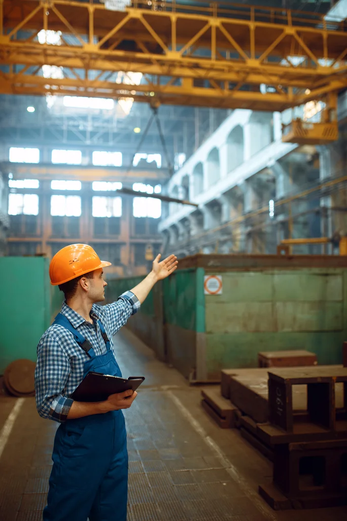 Worker performing an inspection in the workplace