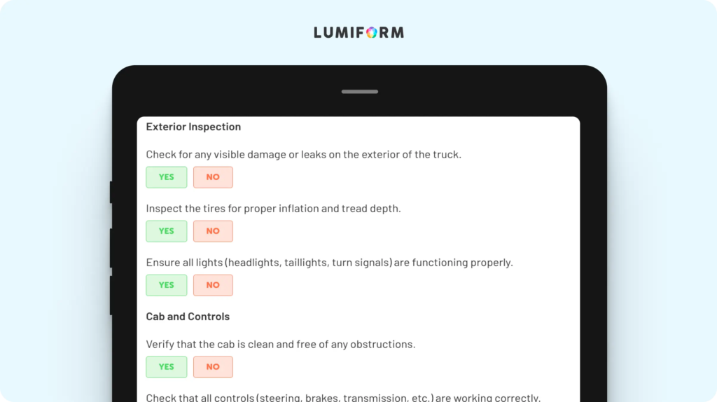 Box truck pre-trip inspection checklist