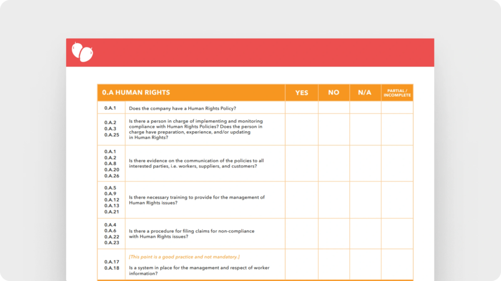 Checklist for SMETA in the Mango Industry (Mango food safety Organization)