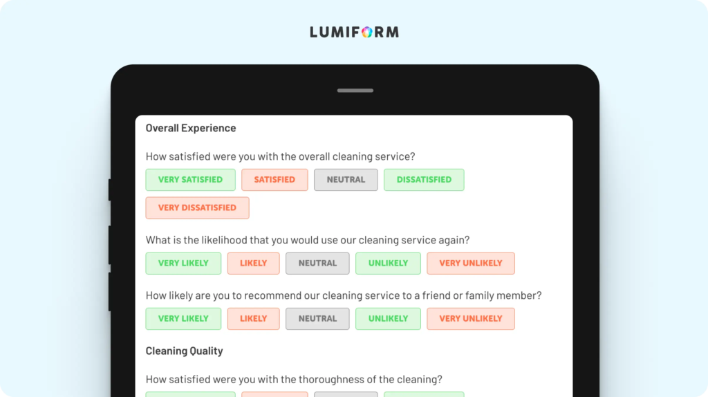 Customer satisfaction cleaning service survey template