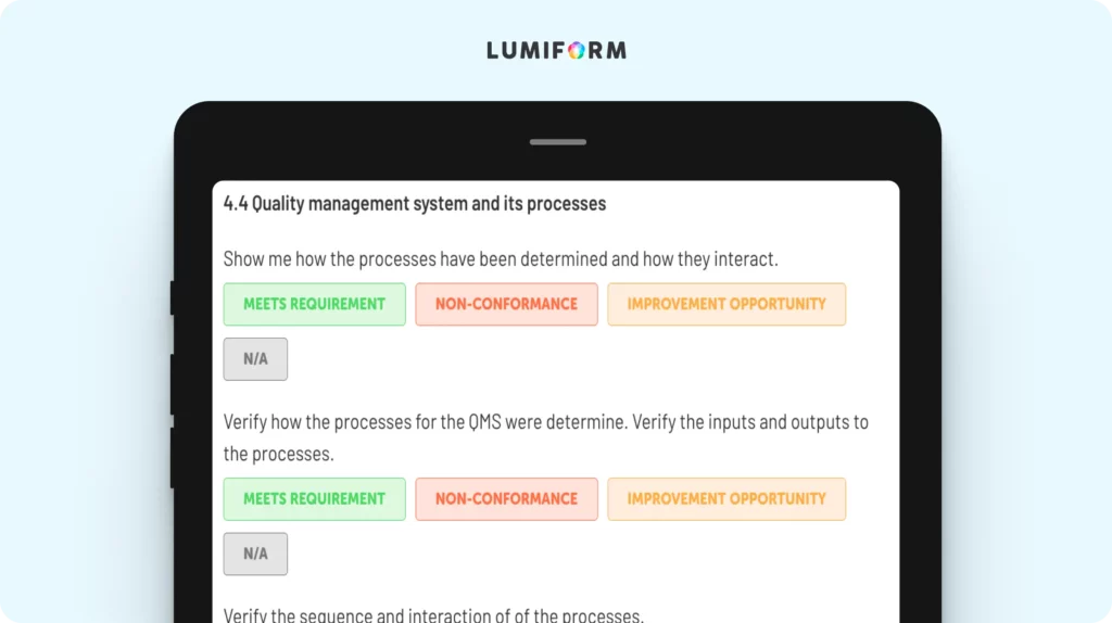 IATF 16949 process audit checklist