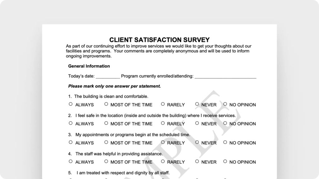 Client satisfaction survey
