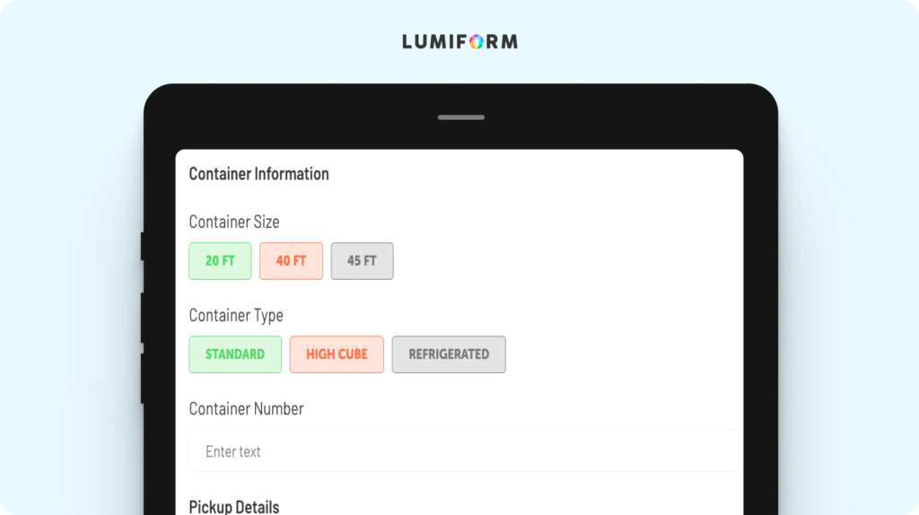 Container delivery order template