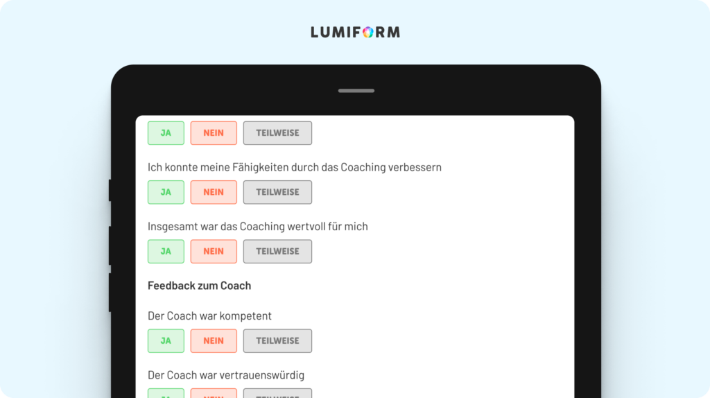 Formular zur Bewertung von Führungskräfte-Coaching