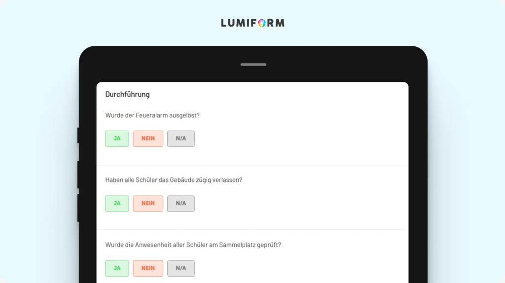 Brandschutzübung in der Schule Checkliste