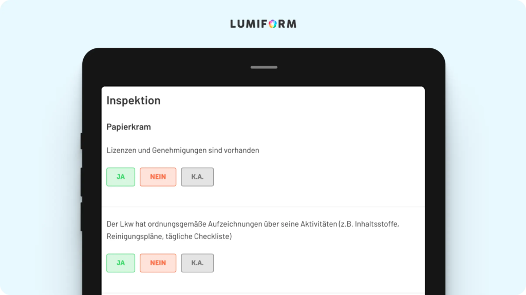 Foodtruck Inspektion Checkliste