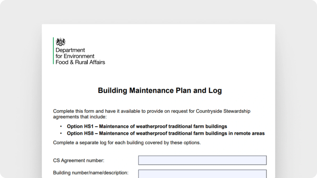  Building maintenance plan and log template (UK Gov))