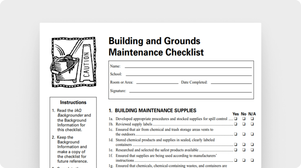 Building and grounds maintenance checklist (EPA)
