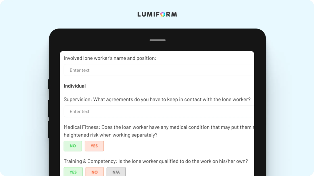 Lone working risk assessment checklist