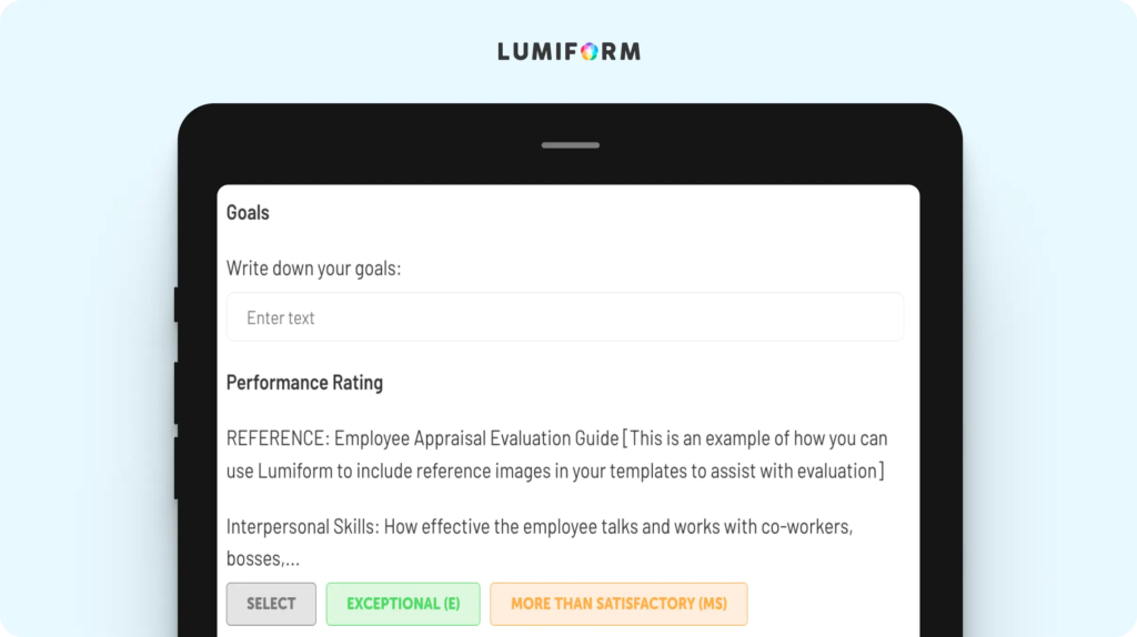 Performance appraisal template