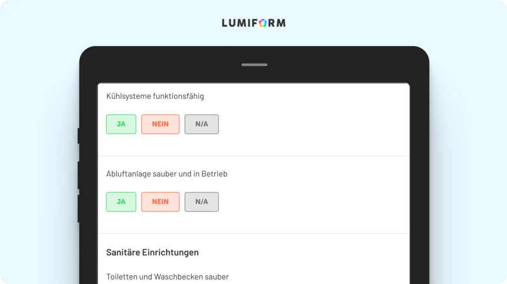 Restaurant Instandhaltung Checkliste