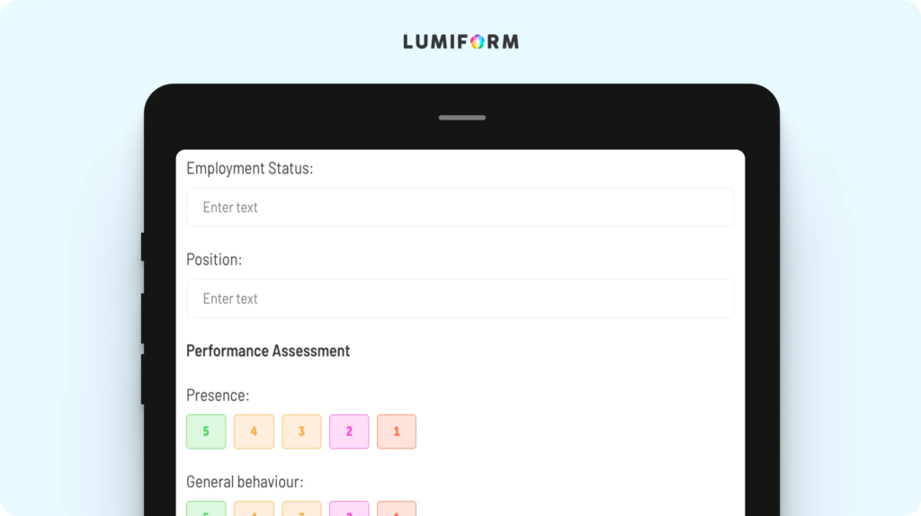 Staff performance appraisal form