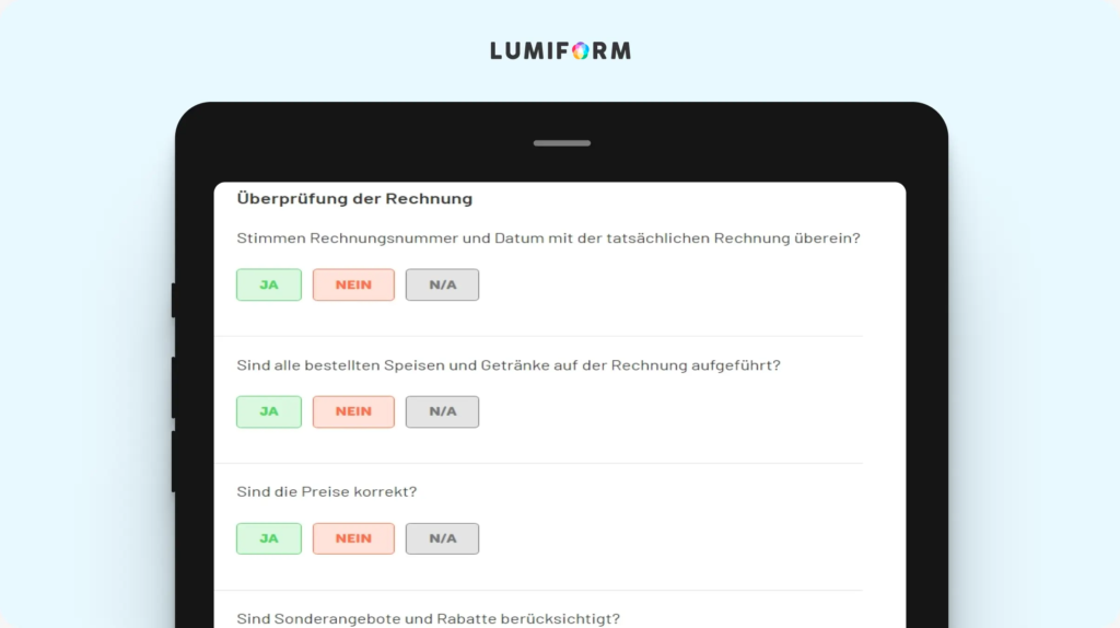 Rechnungsprüfung Restaurant Checkliste