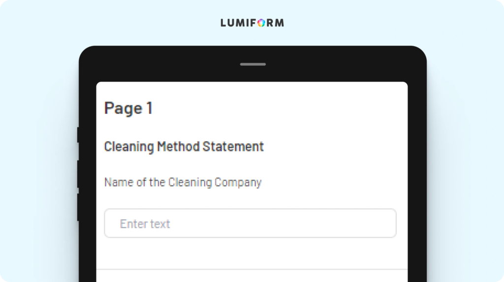 Cleaning method statement template