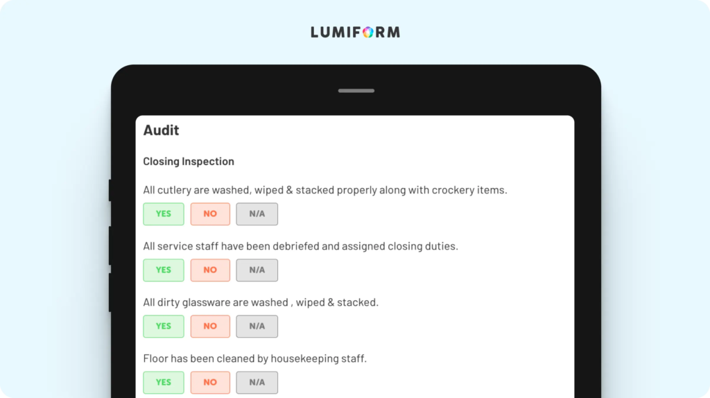 Restaurant closing checklist