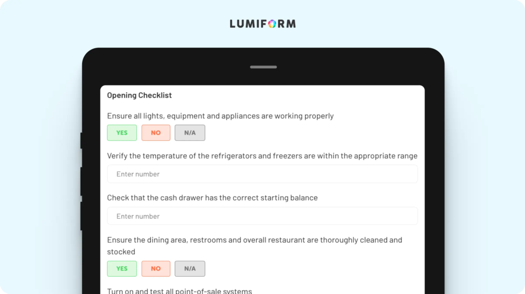 Restaurant manager opening and closing checklist