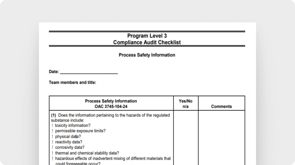 Compliance audit checklist template (OHIO Gov)