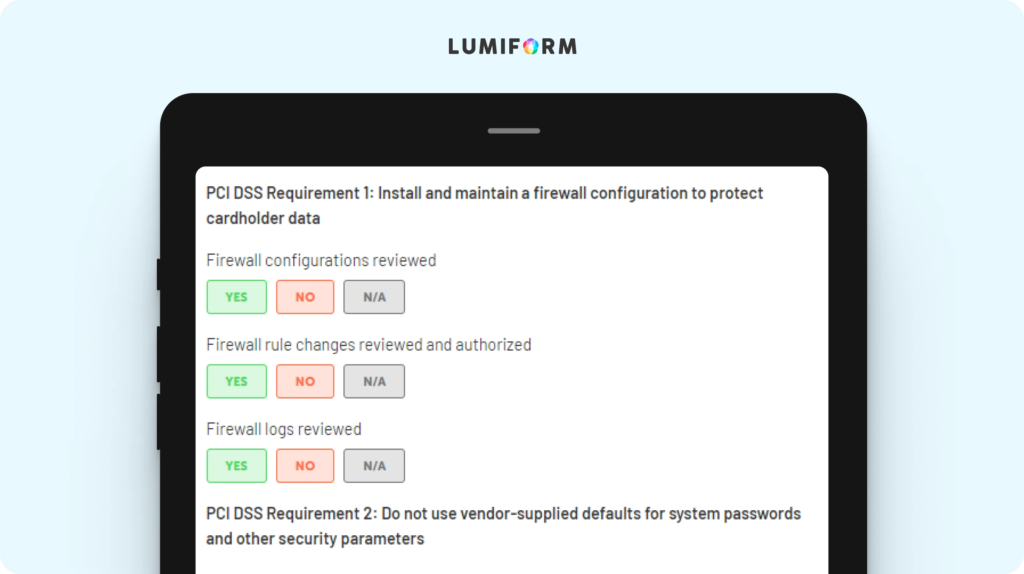 PCI DSS compliance audit checklist