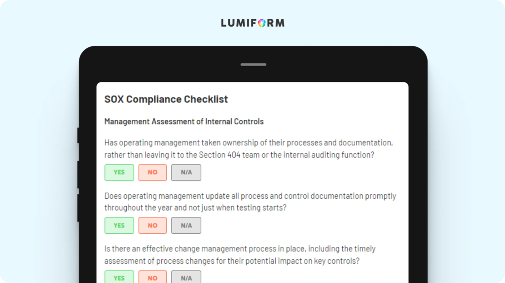 SOX compliance audit checklist