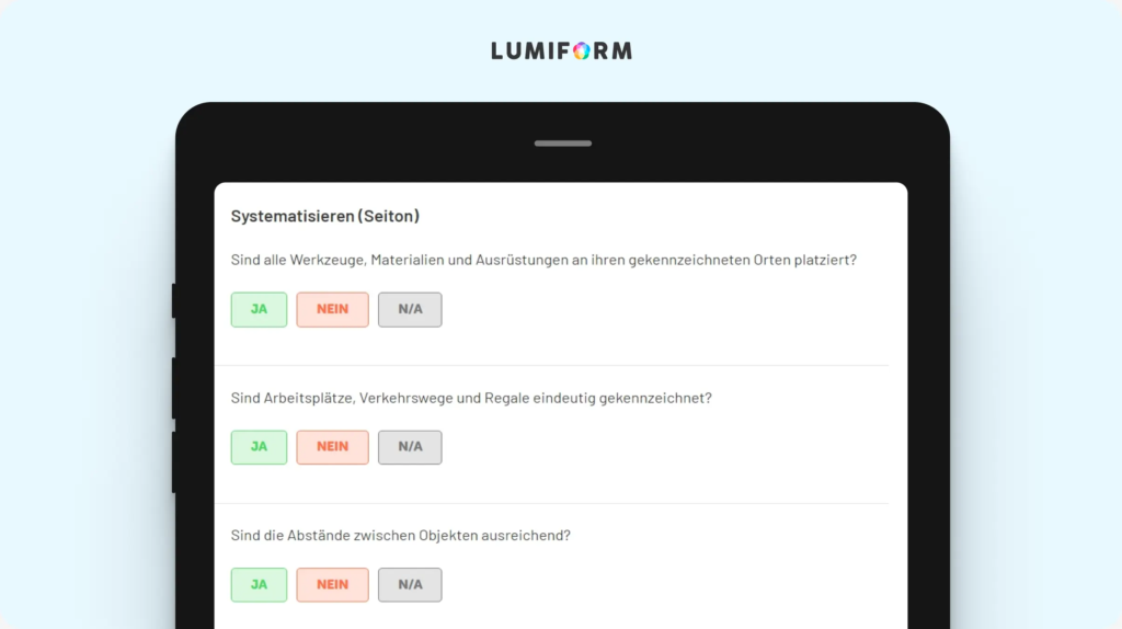 5S Checkliste Produktion