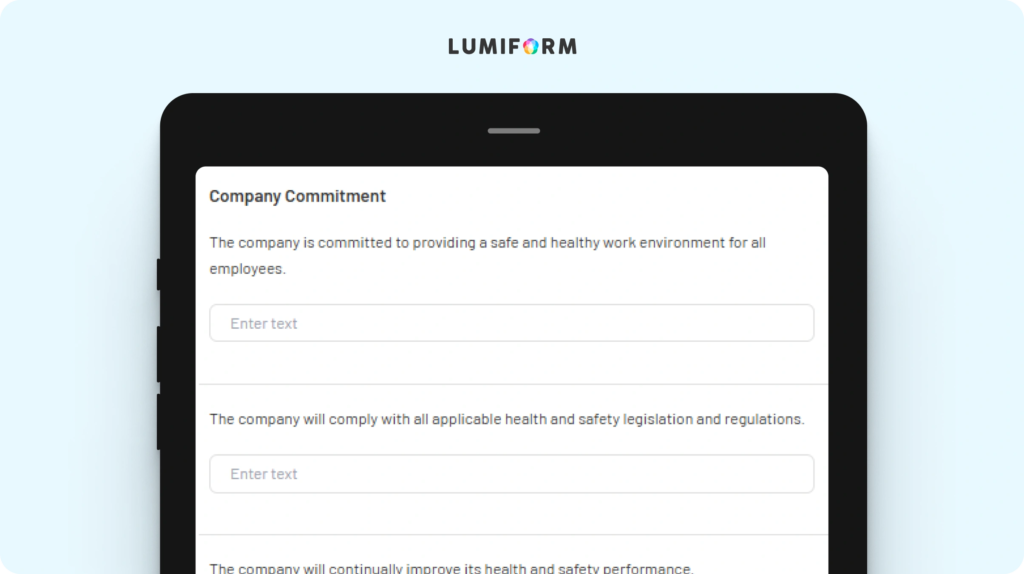 Occupational health and safety policy template