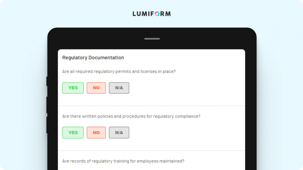 Regulatory compliance audit checklist