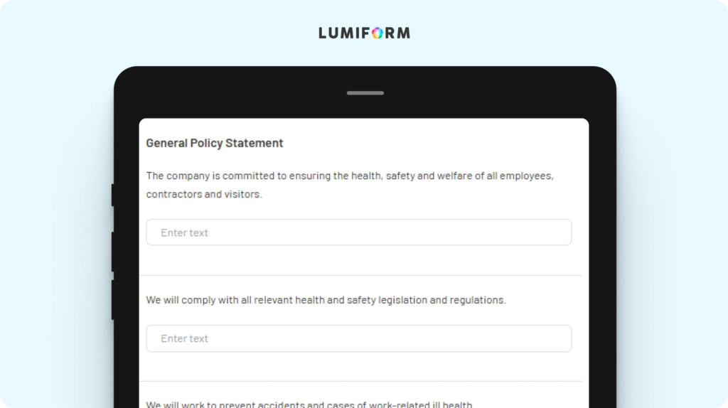 Health and safety policy template South Africa
