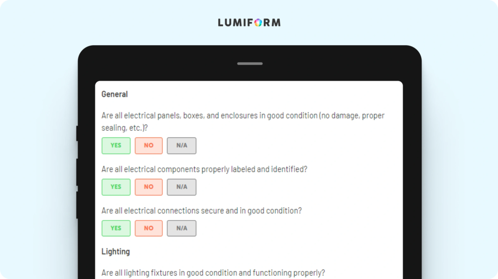 Electrical visual inspection checklist template
