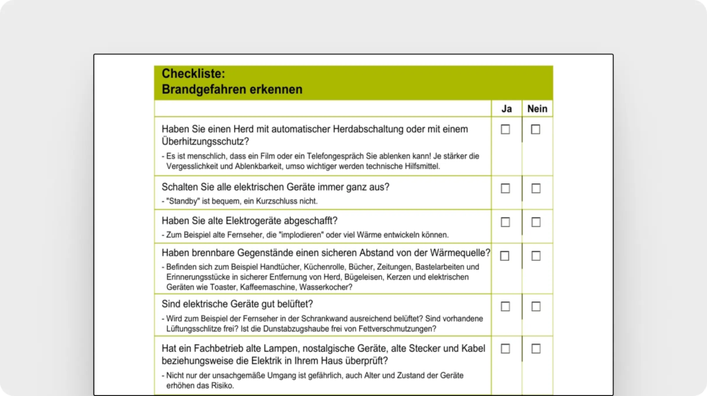 Checkliste: Brandgefahren erkennen