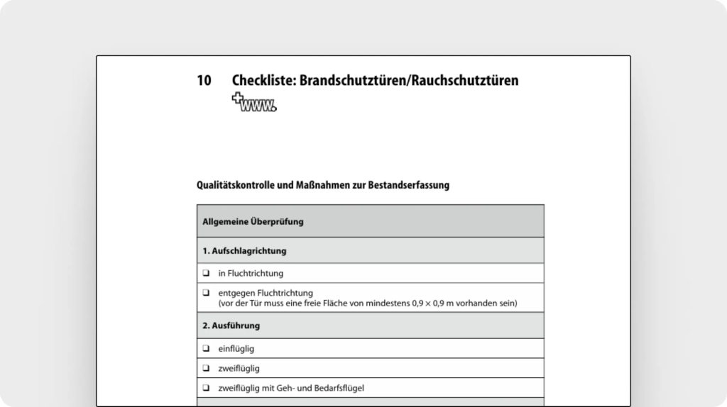 Checkliste: Brandschutztüren/Rauchschutztüren