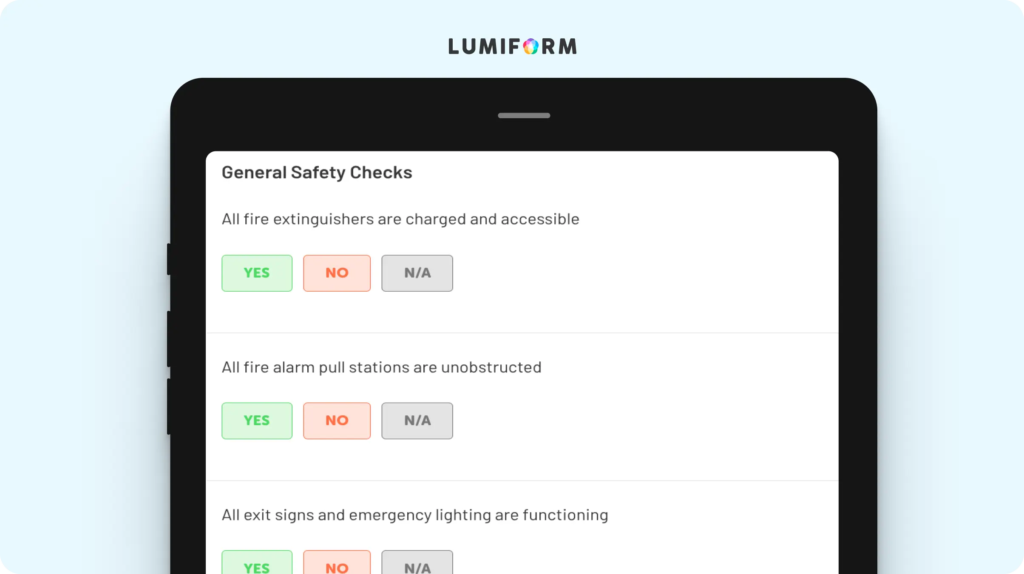Daily fire safety checklist