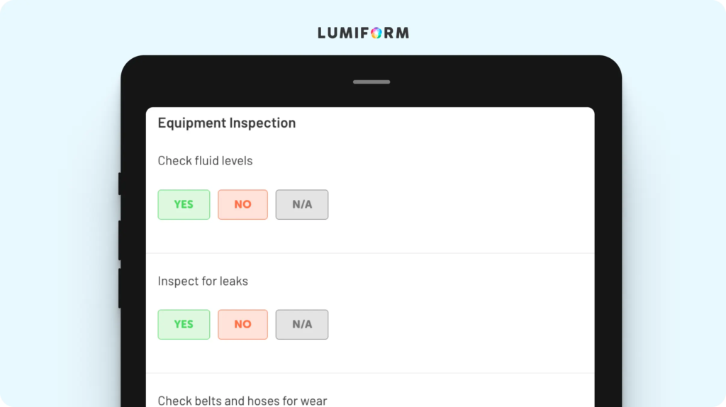 Equipment preventive maintenance checklist
