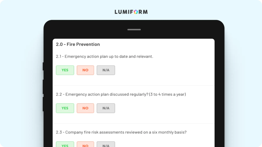 Fire safety audit checklist