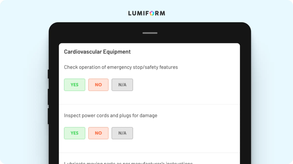 Gym equipment maintenance checklist