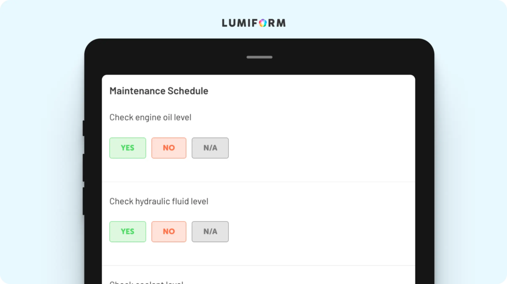 Heavy equipment maintenance checklist