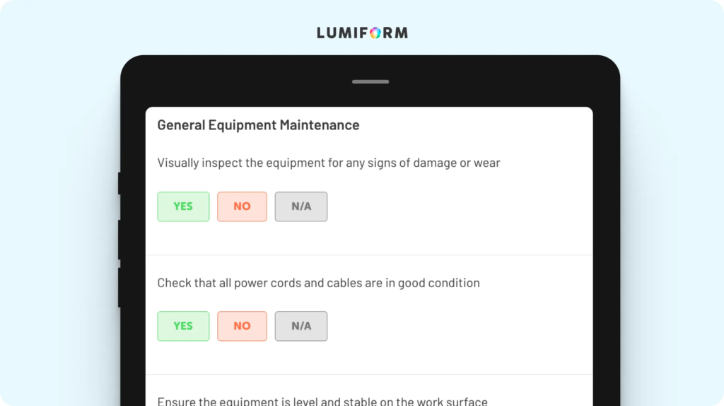 Laboratory equipment maintenance checklist