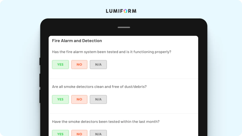 Weekly fire safety checklist