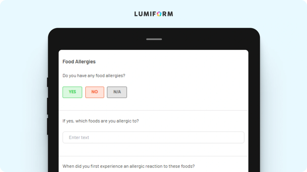Food allergy checklist