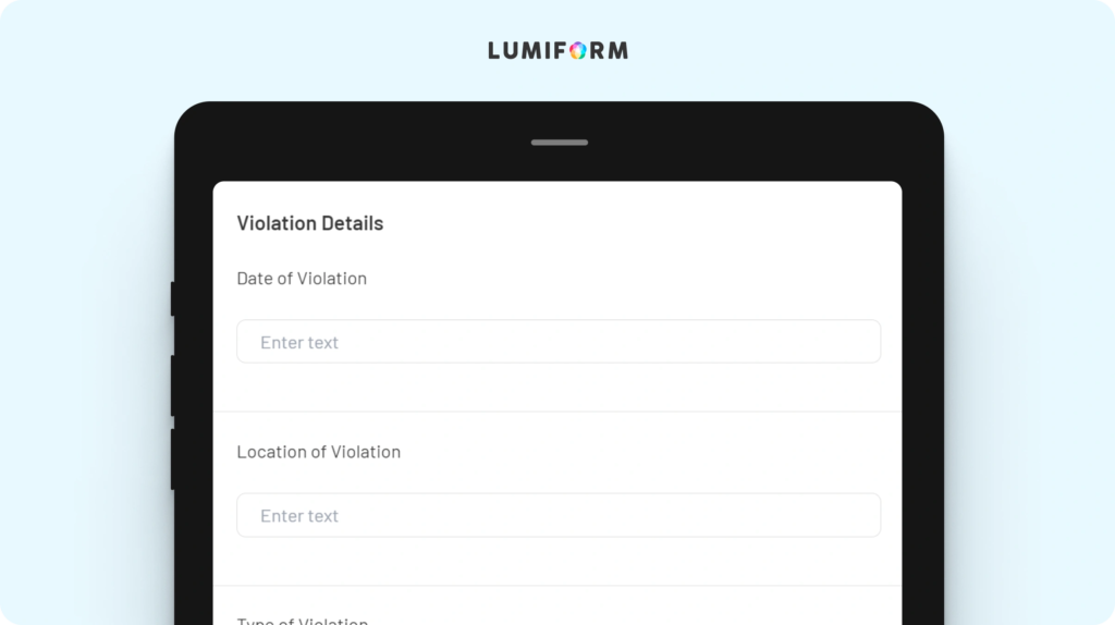 Construction safety violation form
