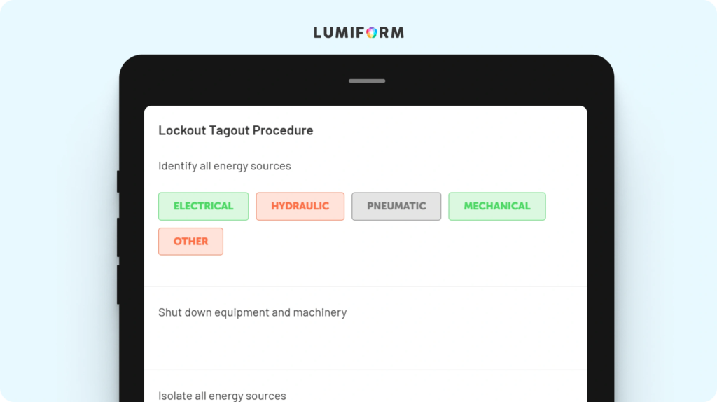 Lockout tagout procedure template