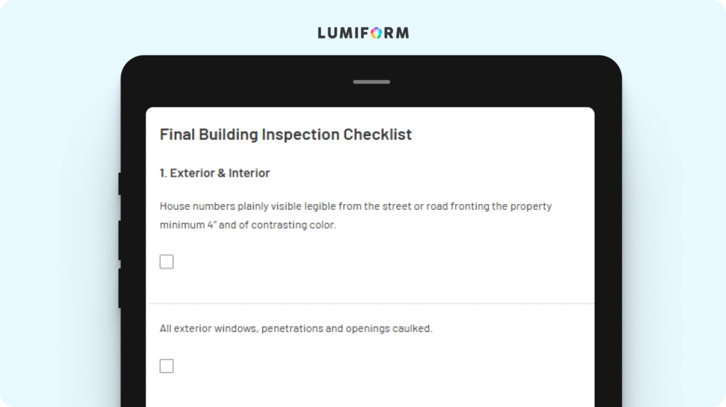 Final building inspection checklist