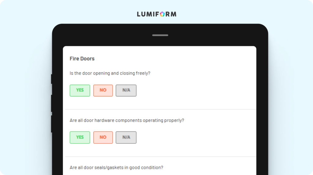 Monthly fire door inspection checklist template