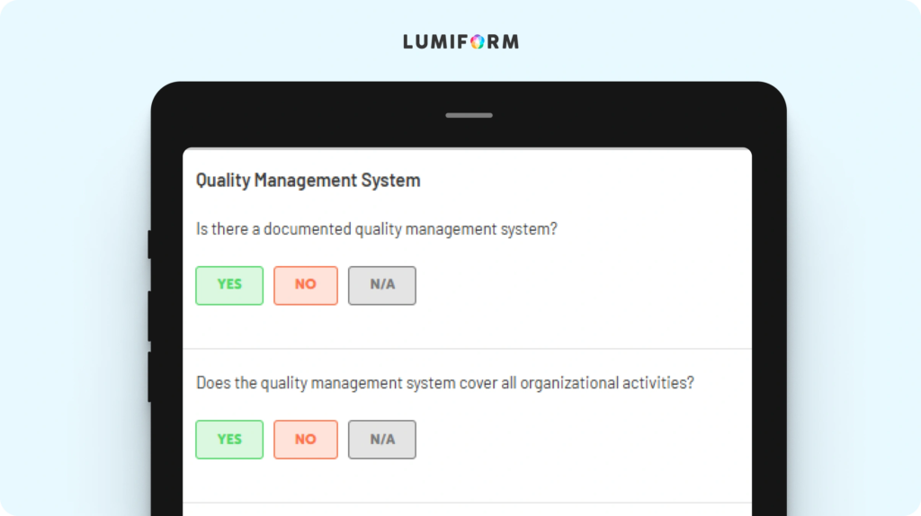 ISO 9001 compliance checklist