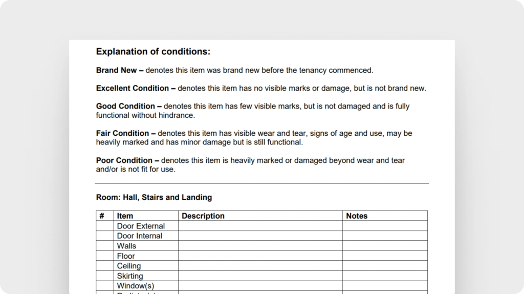 Self-contained property inventory template (StaffordBC)