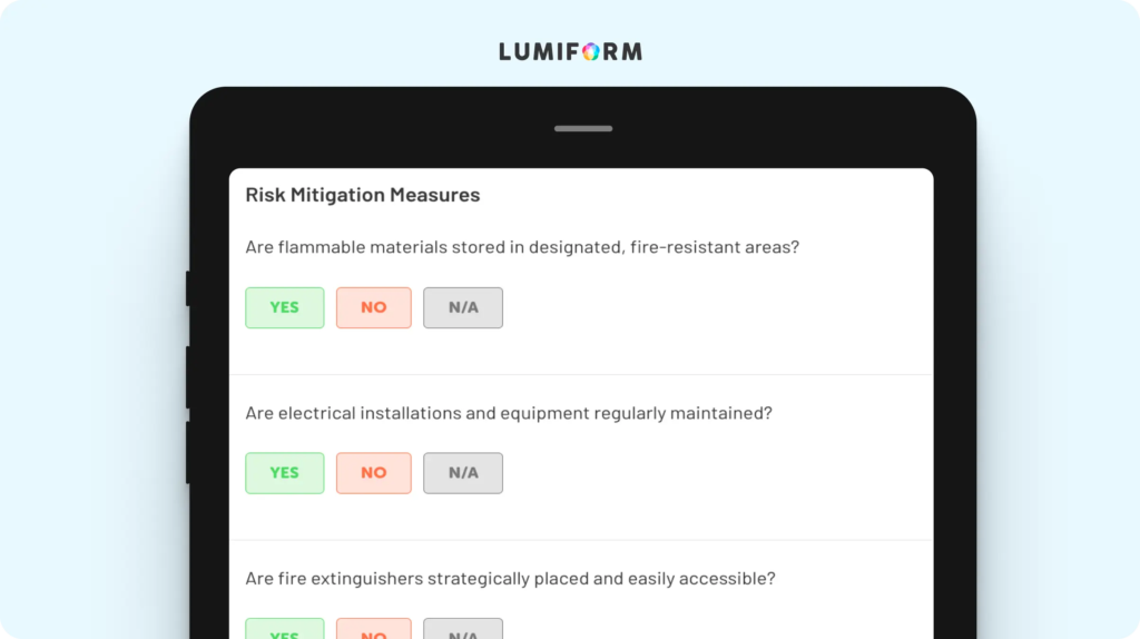 Fire risk assessment template for offices