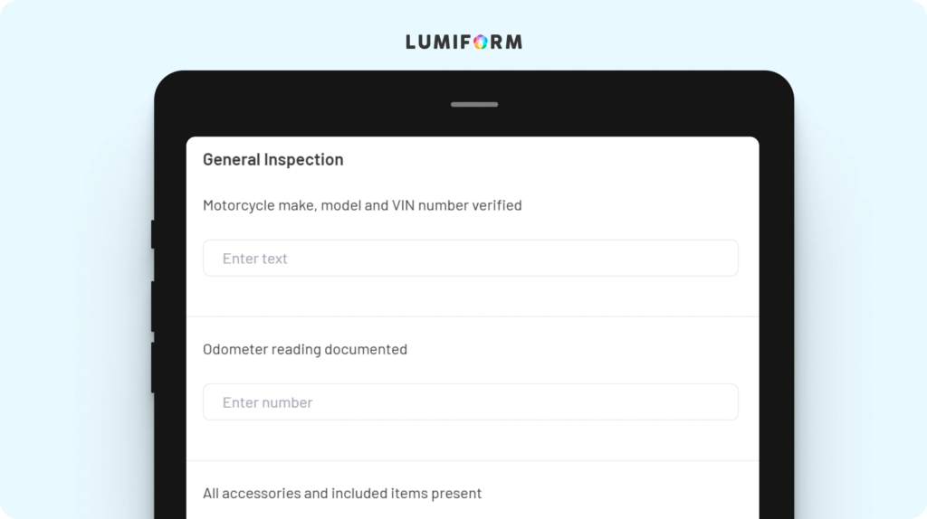 Motorcycle pre-delivery inspection checklist