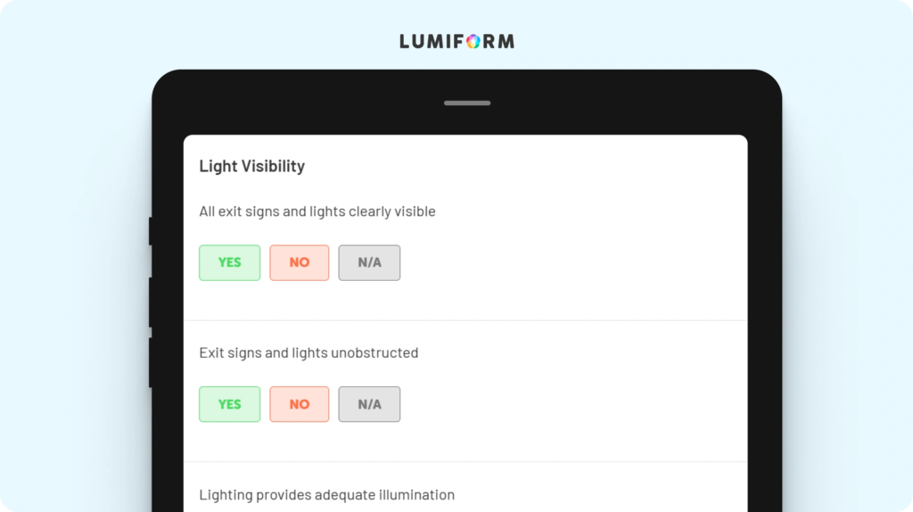 Emergency exit light inspection checklist
